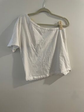 Pilcro White One-Shoulder Short Sleeve Top